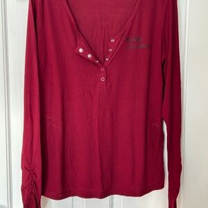 Harley-Davidson Women's Red Buttoned Long Sleeve Top